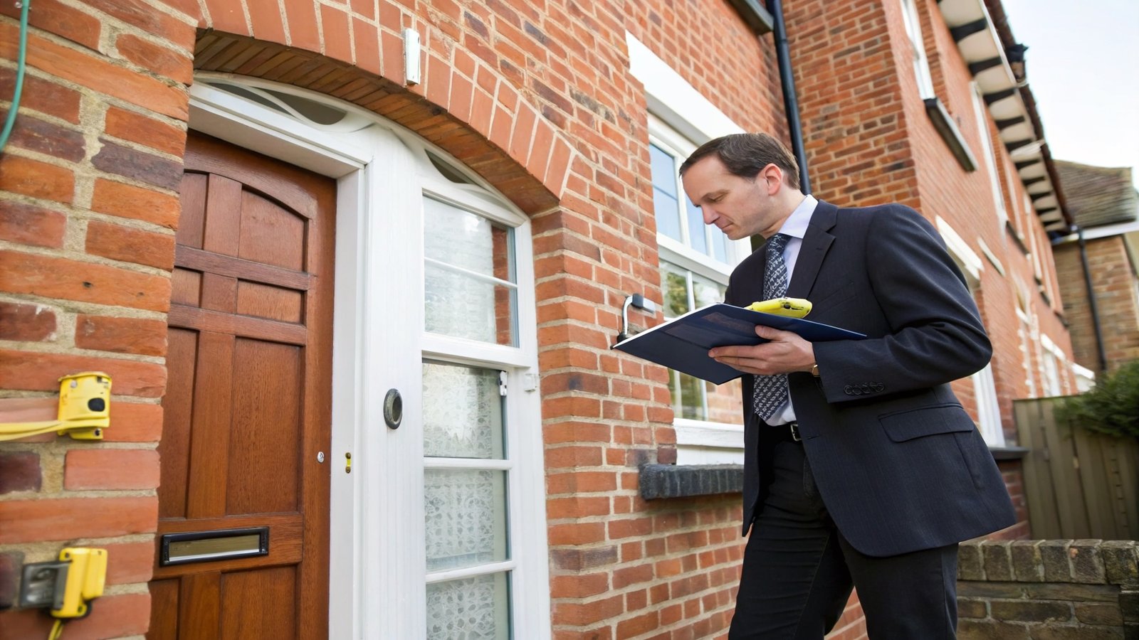Professional surveyor inspecting UK property